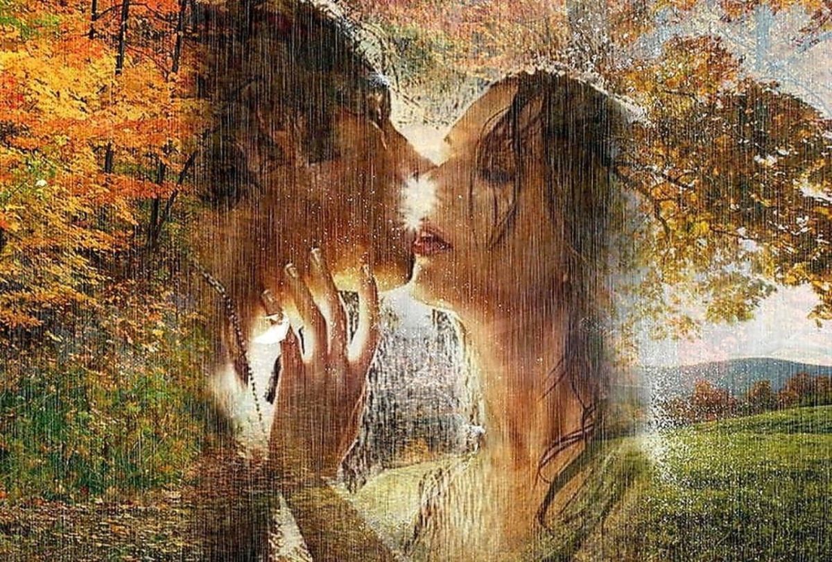 Осенний поцелуй под дождем