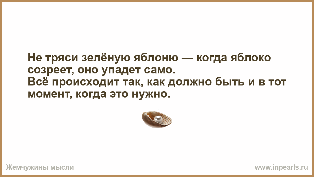 Само упало яблоко с небес. Не тряси зеленую яблоню когда яблоко созреет оно упадет само.